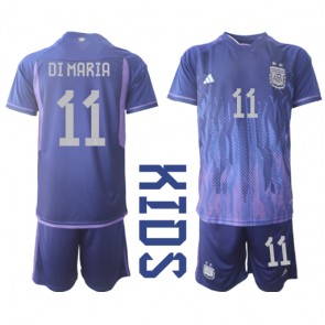 Lacne Dětský Futbalové dres Argentína Angel Di Maria #11 MS 2022 Krátky Rukáv - Preč (+ trenírky)
